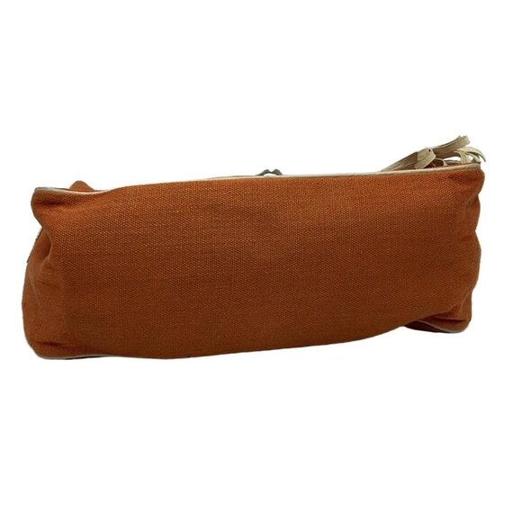 Auth CELINE Boogie Bag - Orange White Canvas Leather Handbag - Picture 4 of 10